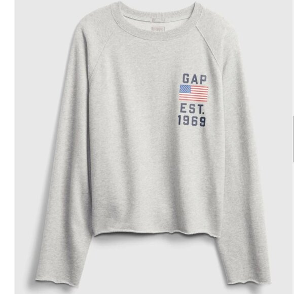 Gap - Logo Raw Edge Vintage Crewneck Sweatshirt 688273 | Medium | Heathered Gray - Picture 5 of 16